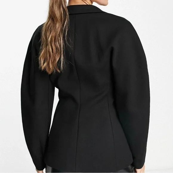 & Other Stories Fitted Scuba Feel Black Blazer in Size 34 - Picture 4 of 10